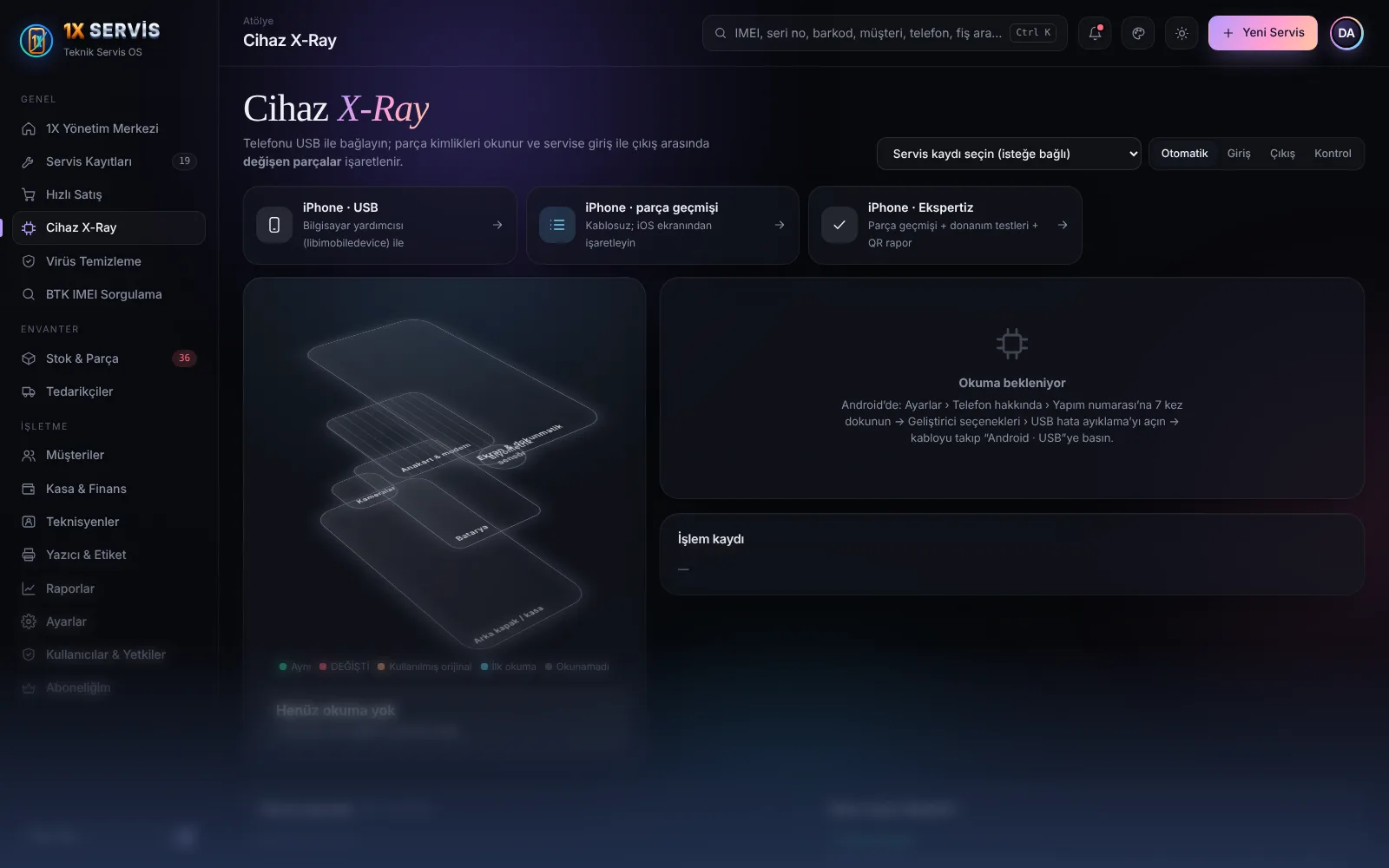 Cihaz X-Ray ekranı
